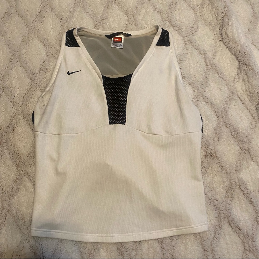 NIKE Sphere Tank‎ Womens XL 16-18 White Black Athletic Running Tennis Top